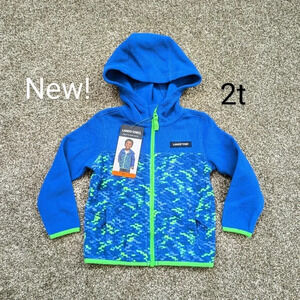 🟢⭐2/$25⭐New 2t Lands End fleece full zip hooded jacket